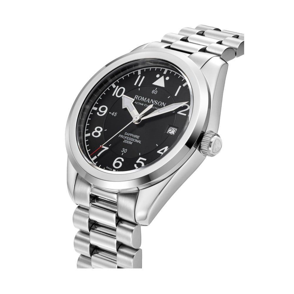 Romanson Black Dial Analog Stainless Steel Strap Watch for Men - Image 6