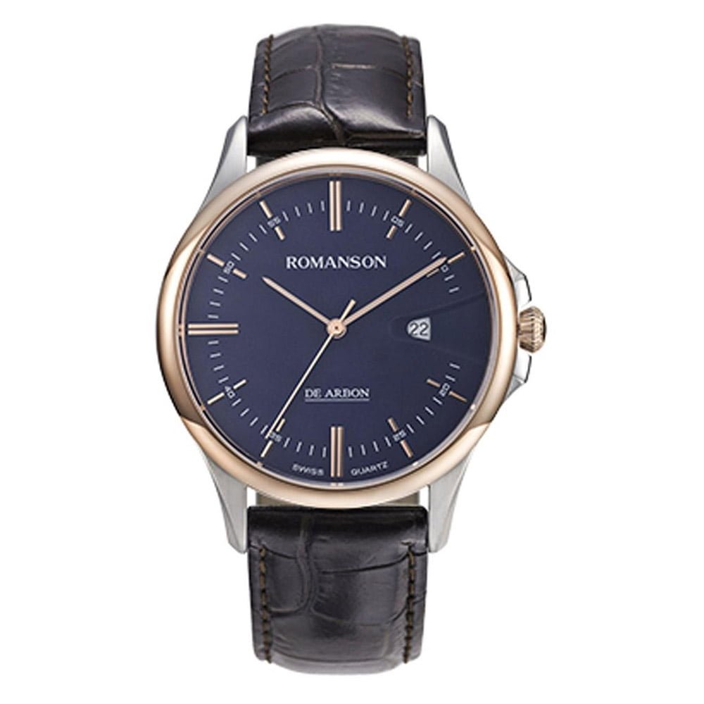 Romanson Blue Dial Analog Leather Strap Watch for Men - Image 3